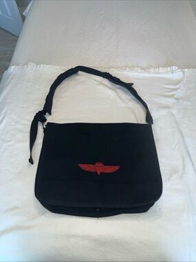 Rothco Black Messenger Bag with Red Wing Emblem